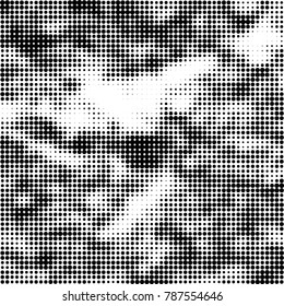 Abstract halftone background. Texture of dots of ink. Monochrome vector grunge pattern black and white