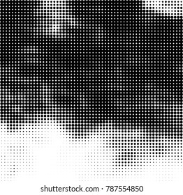 Abstract halftone background. Texture of dots of ink. Monochrome vector grunge pattern black and white