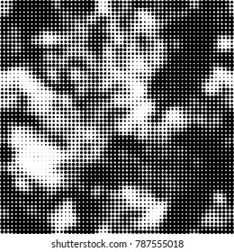 Abstract halftone background. Texture of dots of ink. Monochrome vector grunge pattern black and white
