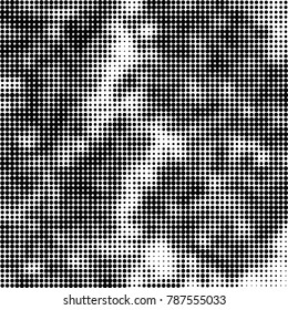 Abstract halftone background. Texture of dots of ink. Monochrome vector grunge pattern black and white