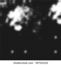 Abstract halftone background. Texture of dots of ink. Monochrome vector grunge pattern black and white
