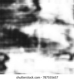 Abstract halftone background. Texture of dots of ink. Monochrome vector grunge pattern black and white