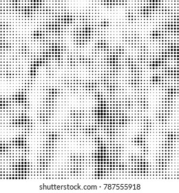 Abstract halftone background. Texture of dots of ink. Monochrome vector grunge pattern black and white