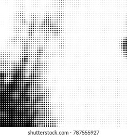 Abstract halftone background. Texture of dots of ink. Monochrome vector grunge pattern black and white