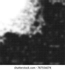 Abstract halftone background. Texture of dots of ink. Monochrome vector grunge pattern black and white