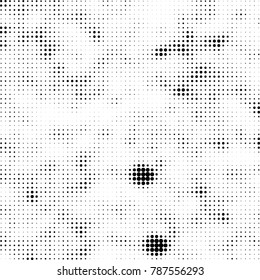Abstract halftone background. Texture of dots of ink. Monochrome vector grunge pattern black and white