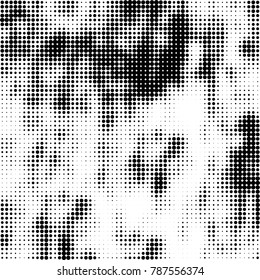 Abstract halftone background. Texture of dots of ink. Monochrome vector grunge pattern black and white