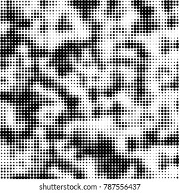 Abstract halftone background. Texture of dots of ink. Monochrome vector grunge pattern black and white