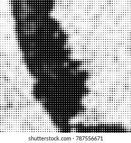 Abstract halftone background. Texture of dots of ink. Monochrome vector grunge pattern black and white