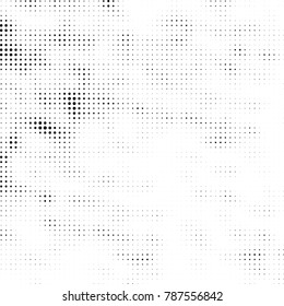 Abstract halftone background. Texture of dots of ink. Monochrome vector grunge pattern black and white