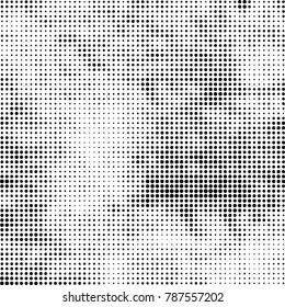Abstract halftone background. Texture of dots of ink. Monochrome vector grunge pattern black and white