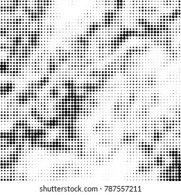 Abstract halftone background. Texture of dots of ink. Monochrome vector grunge pattern black and white