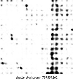 Abstract halftone background. Texture of dots of ink. Monochrome vector grunge pattern black and white