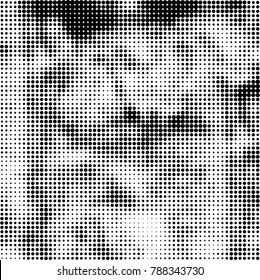 Abstract halftone background. Texture of dots of ink. Monochrome vector grunge pattern black and white