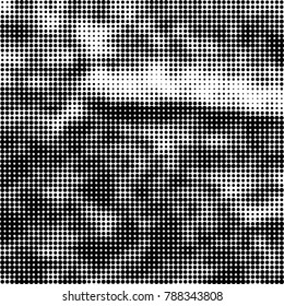 Abstract halftone background. Texture of dots of ink. Monochrome vector grunge pattern black and white