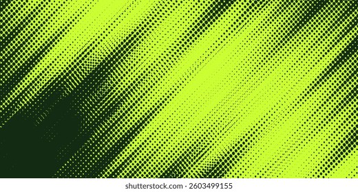Abstract halftone background with vertical green and black distortions, creating a futuristic and glitch-like effect. Vect0r illustration