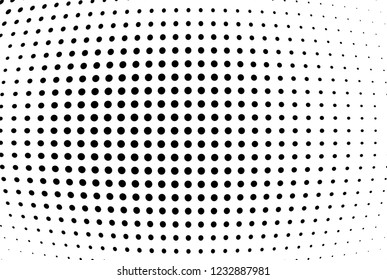Abstract halftone background of wave points. Chaotic grunge pattern and dots. Vector art texture