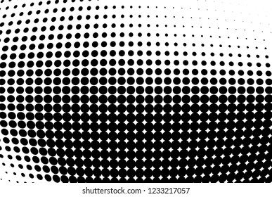 Abstract halftone background of wave points. Chaotic grunge pattern and dots. Vector art texture
