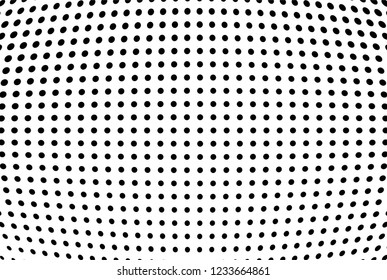 Abstract halftone background of wave points. Chaotic grunge pattern and dots. Vector art texture