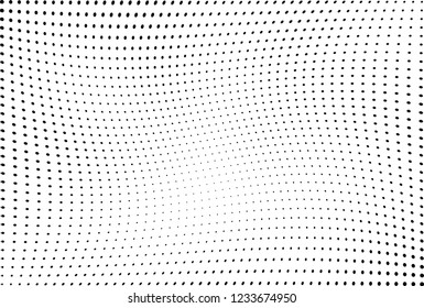 Abstract halftone background of wave points. Chaotic grunge pattern and dots. Vector art texture