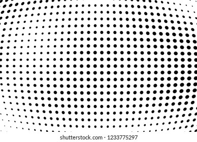 Abstract halftone background of wave points. Chaotic grunge pattern and dots. Vector art texture
