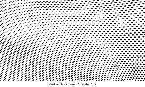 Abstract halftone background. Waves of dots black on white. Vector grunge pattern. Chaotic pop art texture