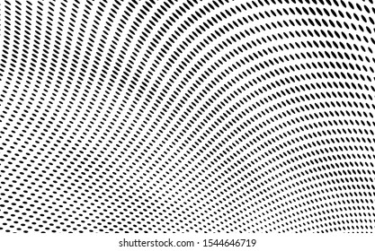 Abstract halftone background. Waves of dots black on white. Vector grunge pattern. Chaotic pop art texture