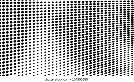 Abstract halftone background. Waves of dots black on white. Vector grunge pattern. Chaotic pop art texture