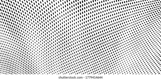 Abstract halftone background. Waves of dots black on white. Vector grunge pattern. Chaotic pop art texture