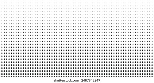 Abstrakter Halbtonhintergrund mit gewellter Oberfläche aus grauen Punkten auf weißer Vektorgrafik modern