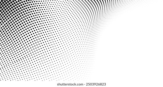 Fondo Abstractas de semitono con superficie ondulada hecha de puntos grises sobre fondo blanco de puntos modernos