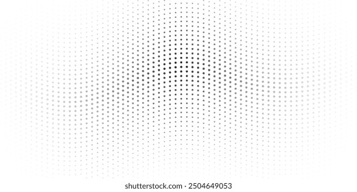 Abstract halftone background with wavy surface made of gray dots on white. vector ilustration