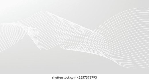 Abstract halftone background with wavy surface made of gray dots on white. modern background