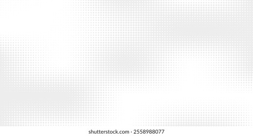 Abstract halftone background with wavy surface made of gray dots on white