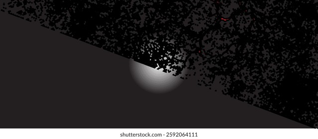 Abstract halftone background with wavy surface made of gray dots on white