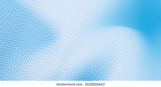Fondo Abstractas de semitono con superficie ondulada hecha de puntos azules sobre fondo de malla blanco moderno
