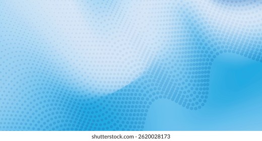 Fundo de meio-tom abstrato com superfície ondulada feita de pontos azuis no fundo de malha moderno branco
