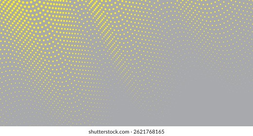 Abstract halftone background with wavy surface made of yellow dots on gray modern dots background modern

