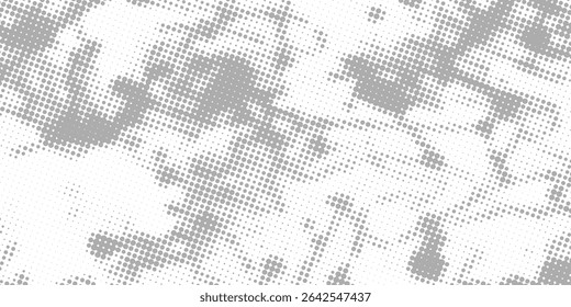 Abstract halftone background with wavy surface made of gray dots on white. vector ilustration