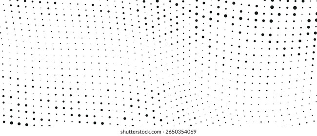 Abstract halftone background with wavy surface on white background