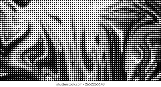 Fundo de meio-tom abstrato com superfície ondulada feita de pontos cinzas no branco