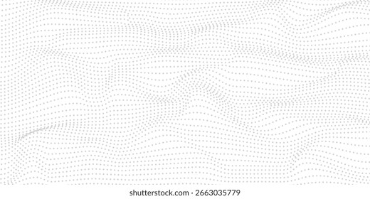 Fundo de meio-tom abstrato com superfície ondulada feita de pontos cinzas na ilustração white.vetor