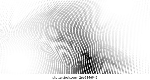 Abstract halftone background with wavy surface made of gray dots on white modern dots background modern
