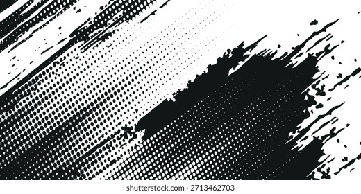 Fondo abstracto de semitono con superficie ondulada hecha de puntos negros sobre blanco. Vector EPS10