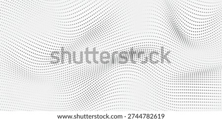 Abstract halftone background with wavy surface made of gray dots on white. eps 10