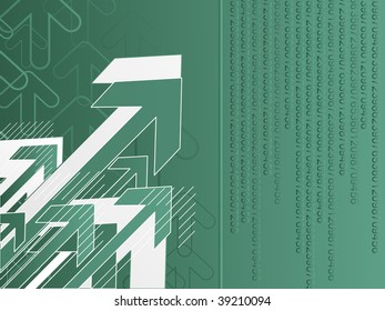 abstract halftone background with white, green arrowhead
