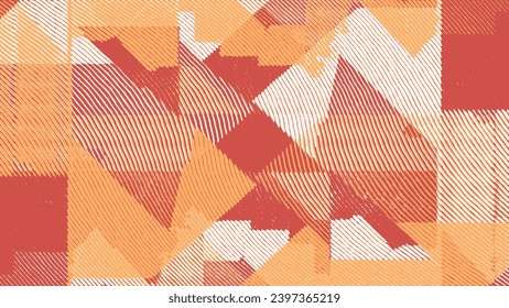 Abstract halftone background in woodcut style with scraps of paper. Torn paper texture and painting stains background. Vector illustration