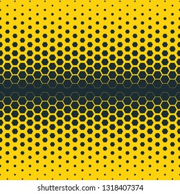 Abstract halftone background. Yellow navy gradient background with dots. Vector