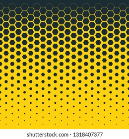 Abstract halftone background. Yellow navy gradient background with dots. Vector
