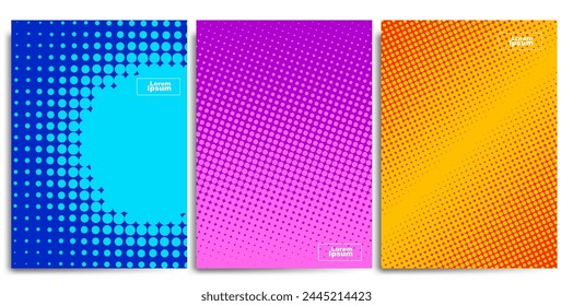 abstract half-tone backgrounds with minimal covers design, grunge point perforated halftone templates, color gradient backgrounds for brochure and magazine designs